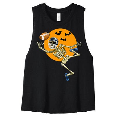 American Football Skeleton Halloween Women's Racerback Cropped Tank