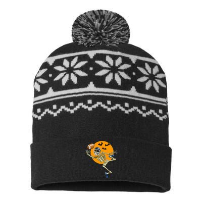 American Football Skeleton Halloween USA-Made Snowflake Beanie