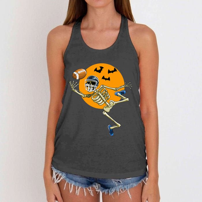 American Football Skeleton Halloween Women's Knotted Racerback Tank