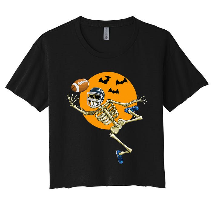 American Football Skeleton Halloween Women's Crop Top Tee