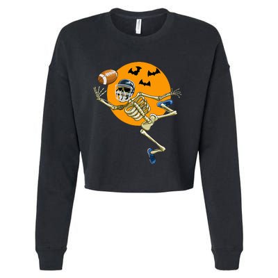 American Football Skeleton Halloween Cropped Pullover Crew