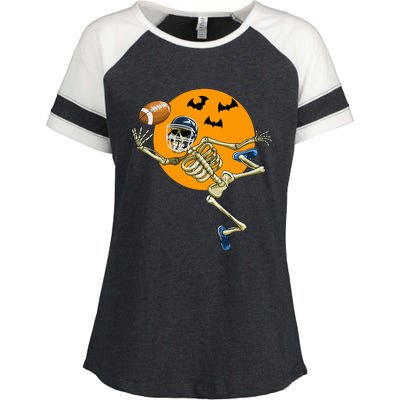 American Football Skeleton Halloween Enza Ladies Jersey Colorblock Tee