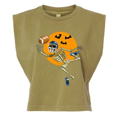 American Football Skeleton Halloween Garment-Dyed Women's Muscle Tee