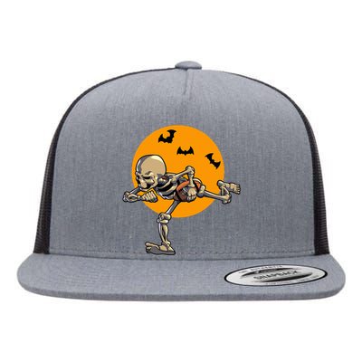 American Football Skeleton Halloween Flat Bill Trucker Hat