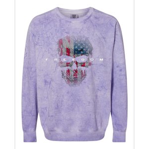 American Flag Skull Colorblast Crewneck Sweatshirt