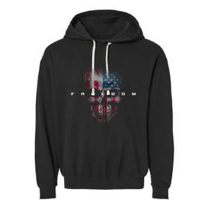 American Flag Skull Garment-Dyed Fleece Hoodie