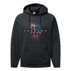 American Flag Skull Performance Fleece Hoodie