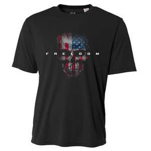 American Flag Skull Cooling Performance Crew T-Shirt