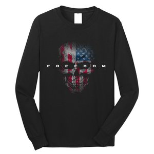 American Flag Skull Long Sleeve Shirt