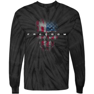 American Flag Skull Tie-Dye Long Sleeve Shirt