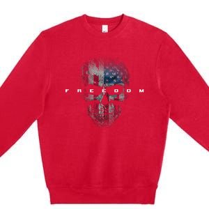 American Flag Skull Premium Crewneck Sweatshirt