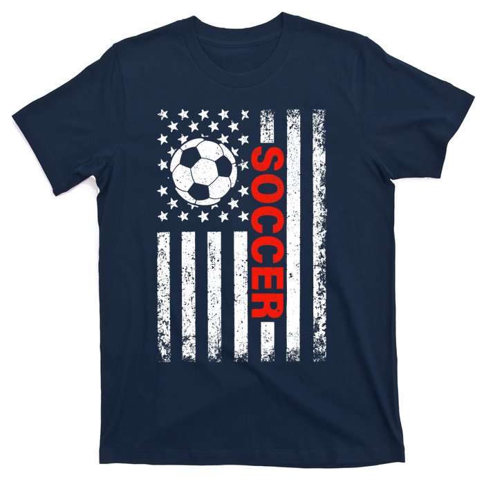 American Flag Soccer Player USA Patriotic Vintage Soccer T-Shirt