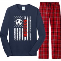 American Flag Soccer Player USA Patriotic Vintage Soccer Long Sleeve Pajama Set