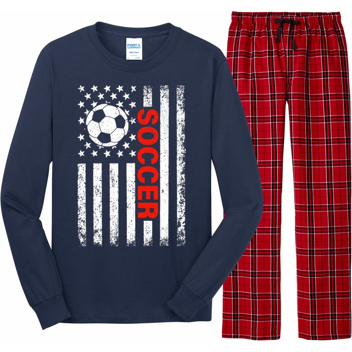 American Flag Soccer Player USA Patriotic Vintage Soccer Long Sleeve Pajama Set