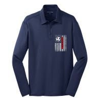 American Flag Soccer Player USA Patriotic Vintage Soccer Silk Touch Performance Long Sleeve Polo