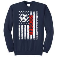 American Flag Soccer Player USA Patriotic Vintage Soccer Tall Sweatshirt