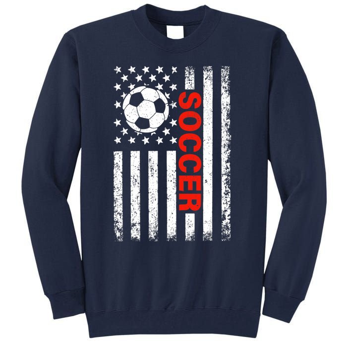 American Flag Soccer Player USA Patriotic Vintage Soccer Tall Sweatshirt