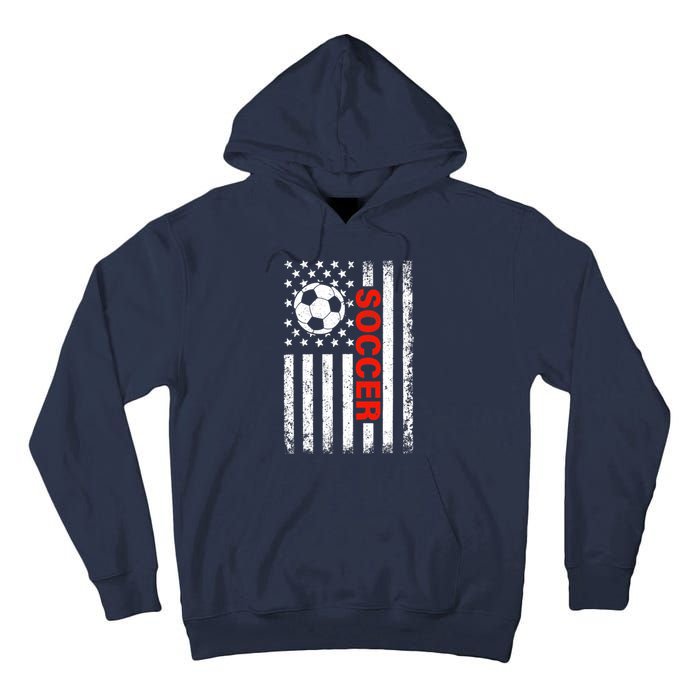 American Flag Soccer Player USA Patriotic Vintage Soccer Tall Hoodie