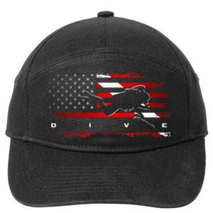 American Flag Scuba Diving Apparel Scuba Diving 7-Panel Snapback Hat