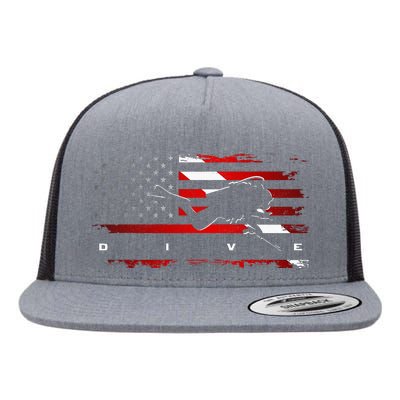 American Flag Scuba Diving Apparel Scuba Diving Flat Bill Trucker Hat