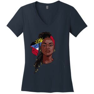 Antiguan Flag Souvenirs Products Uniform For Women Antigua Women's V-Neck T-Shirt