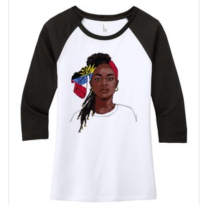 Antiguan Flag Souvenirs Products Uniform For Women Antigua Women's Tri-Blend 3/4-Sleeve Raglan Shirt