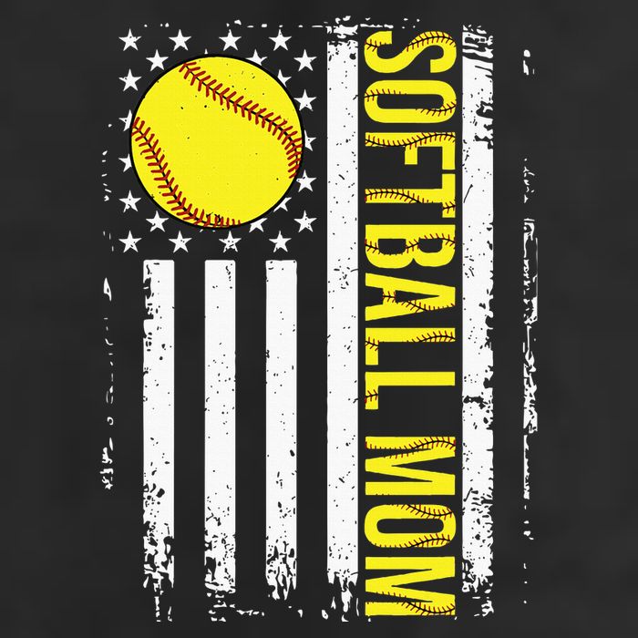 American Flag Softball Team Softball Mom Mothers Day 7 Panel Mesh Trucker Snapback Hat