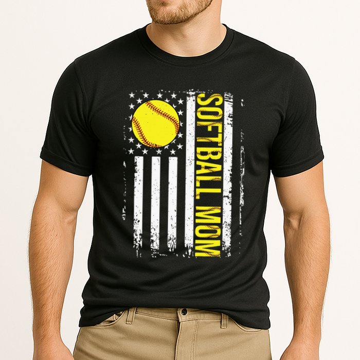 American Flag Softball Team Softball Mom Mothers Day Cooling Performance Crew T-Shirt