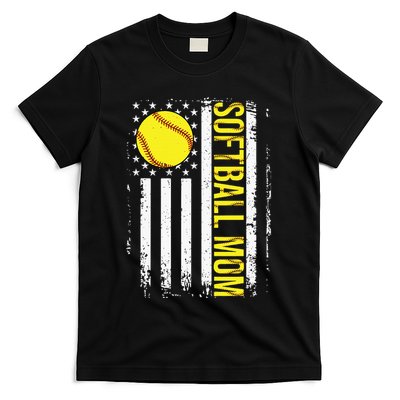 American Flag Softball Team Softball Mom Mothers Day T-Shirt