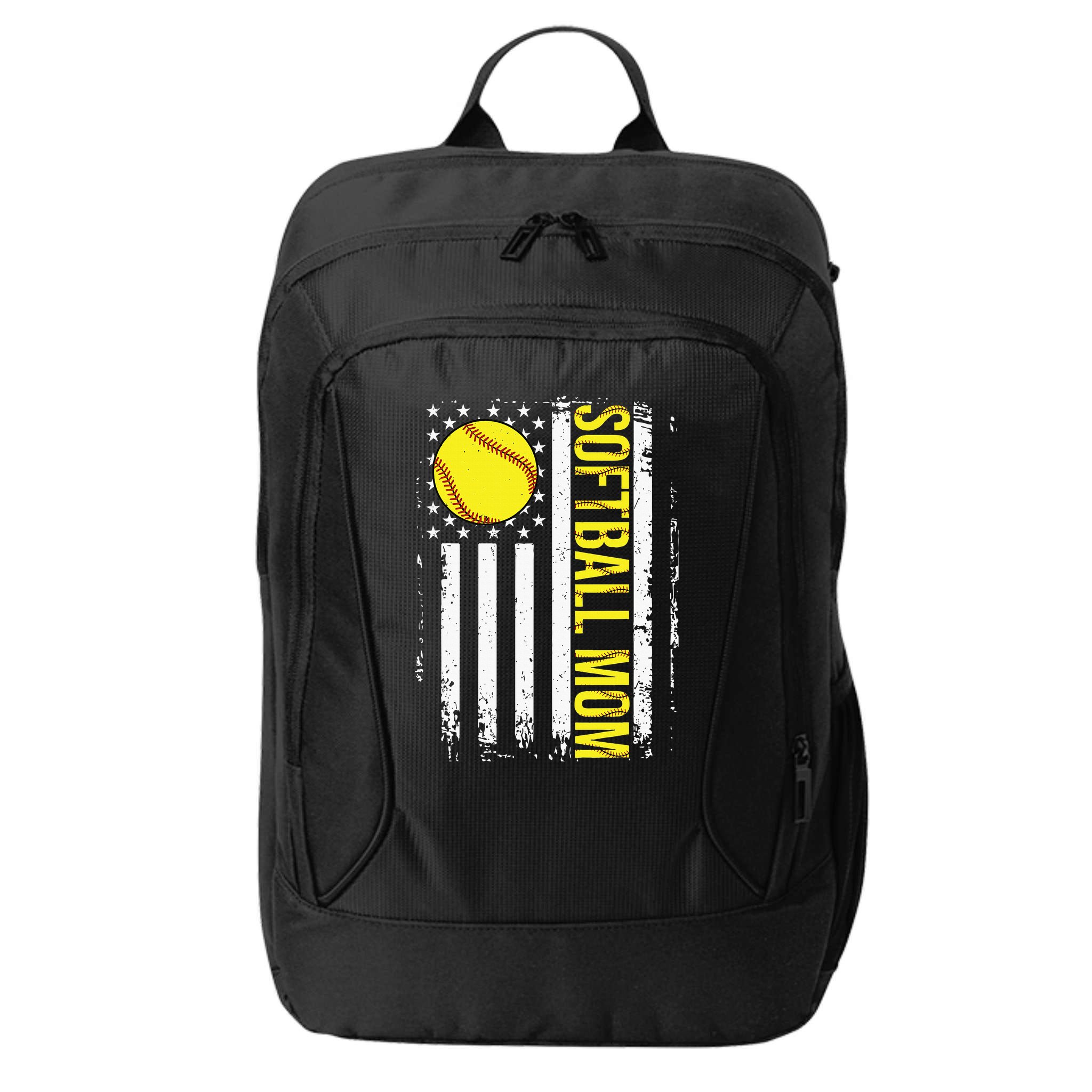 American Flag Softball Team Softball Mom Mothers Day City Backpack