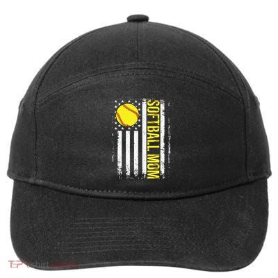 American Flag Softball Team Softball Mom Mothers Day 7-Panel Snapback Hat