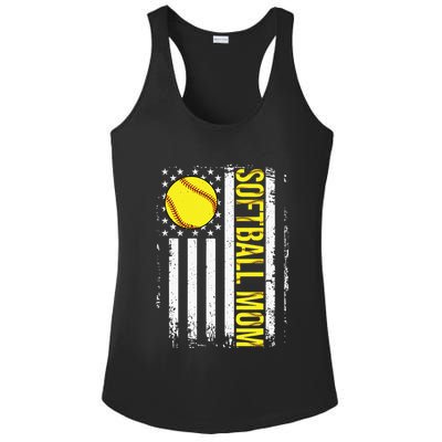 American Flag Softball Team Softball Mom Mothers Day Ladies PosiCharge Competitor Racerback Tank