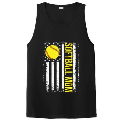 American Flag Softball Team Softball Mom Mothers Day PosiCharge Competitor Tank