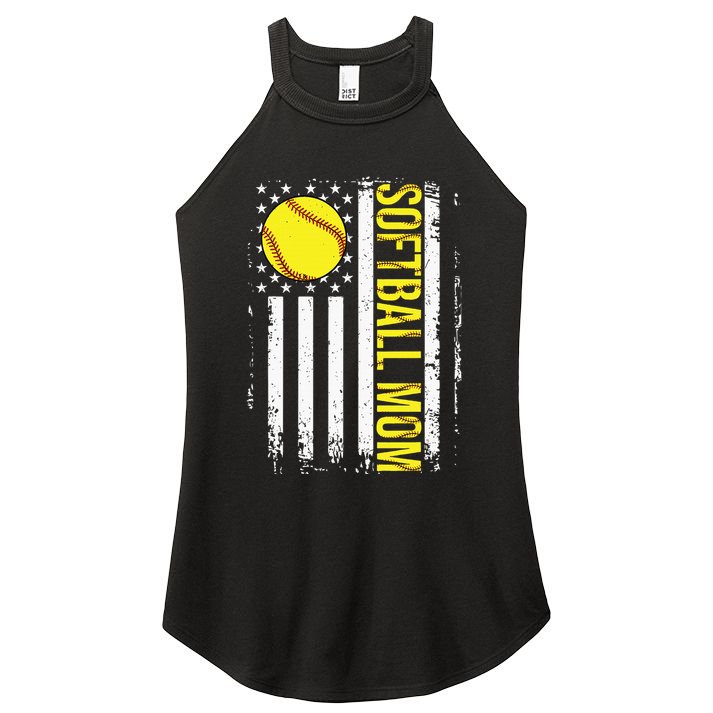 American Flag Softball Team Softball Mom Mothers Day Women's Perfect Tri Rocker Tank