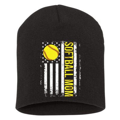 American Flag Softball Team Softball Mom Mothers Day Short Acrylic Beanie