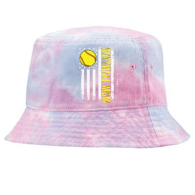 American Flag Softball Team Softball Mom Mothers Day Tie-Dyed Bucket Hat