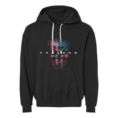 American Flag Skull Garment-Dyed Fleece Hoodie