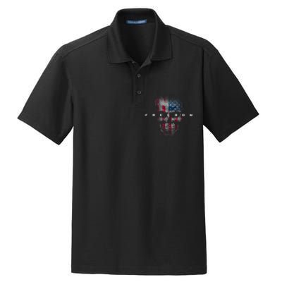 American Flag Skull Dry Zone Grid Polo