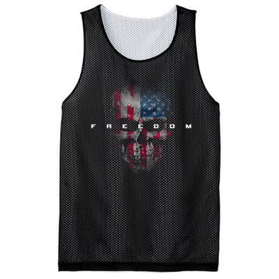 American Flag Skull Mesh Reversible Basketball Jersey Tank