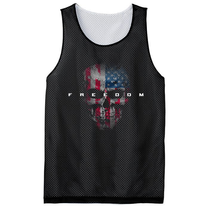 American Flag Skull Mesh Reversible Basketball Jersey Tank