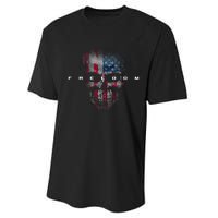 American Flag Skull Performance Sprint T-Shirt