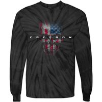 American Flag Skull Tie-Dye Long Sleeve Shirt