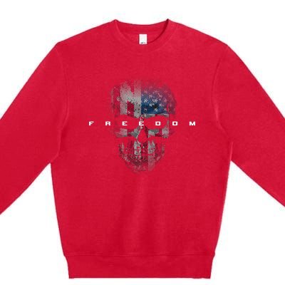 American Flag Skull Premium Crewneck Sweatshirt