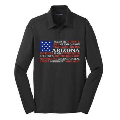 Arizona Flag Showing Some The StateS Best Features Silk Touch Performance Long Sleeve Polo