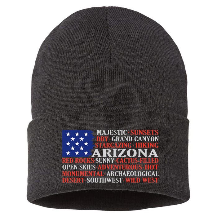 Arizona Flag Showing Some The StateS Best Features Sustainable Knit Beanie