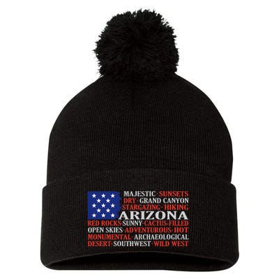 Arizona Flag Showing Some The StateS Best Features Pom Pom 12in Knit Beanie