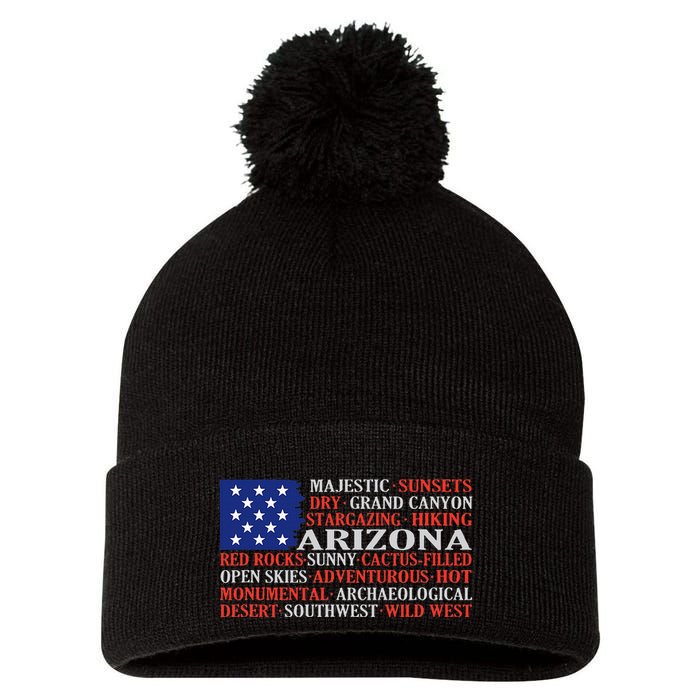 Arizona Flag Showing Some The StateS Best Features Pom Pom 12in Knit Beanie