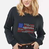 Arizona Flag Showing Some The StateS Best Features Cropped Pullover Crew