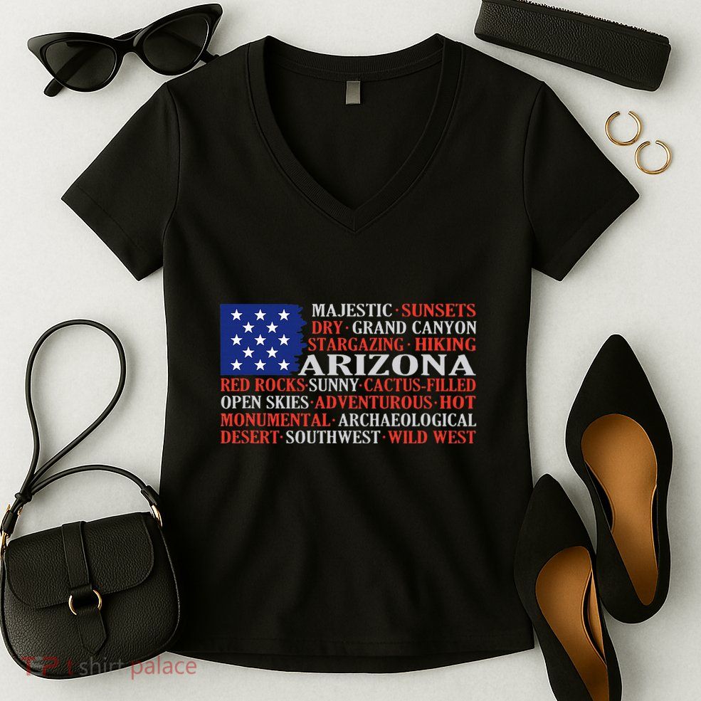 Arizona Flag Showing Some The StateS Best Features Women's V-Neck T-Shirt