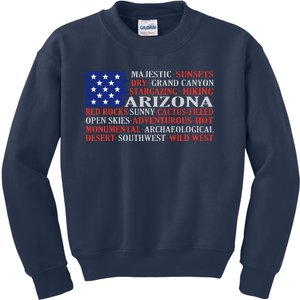 Arizona Flag Showing Some The StateS Best Features Kids Sweatshirt